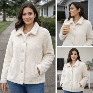 32 Degrees Women's Soft Cream Teddy Jacket
